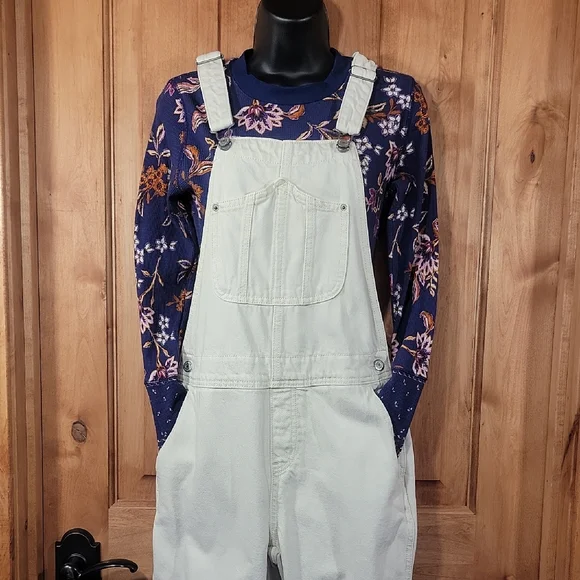 Cream Denim Overalls - Picture 1 of 16